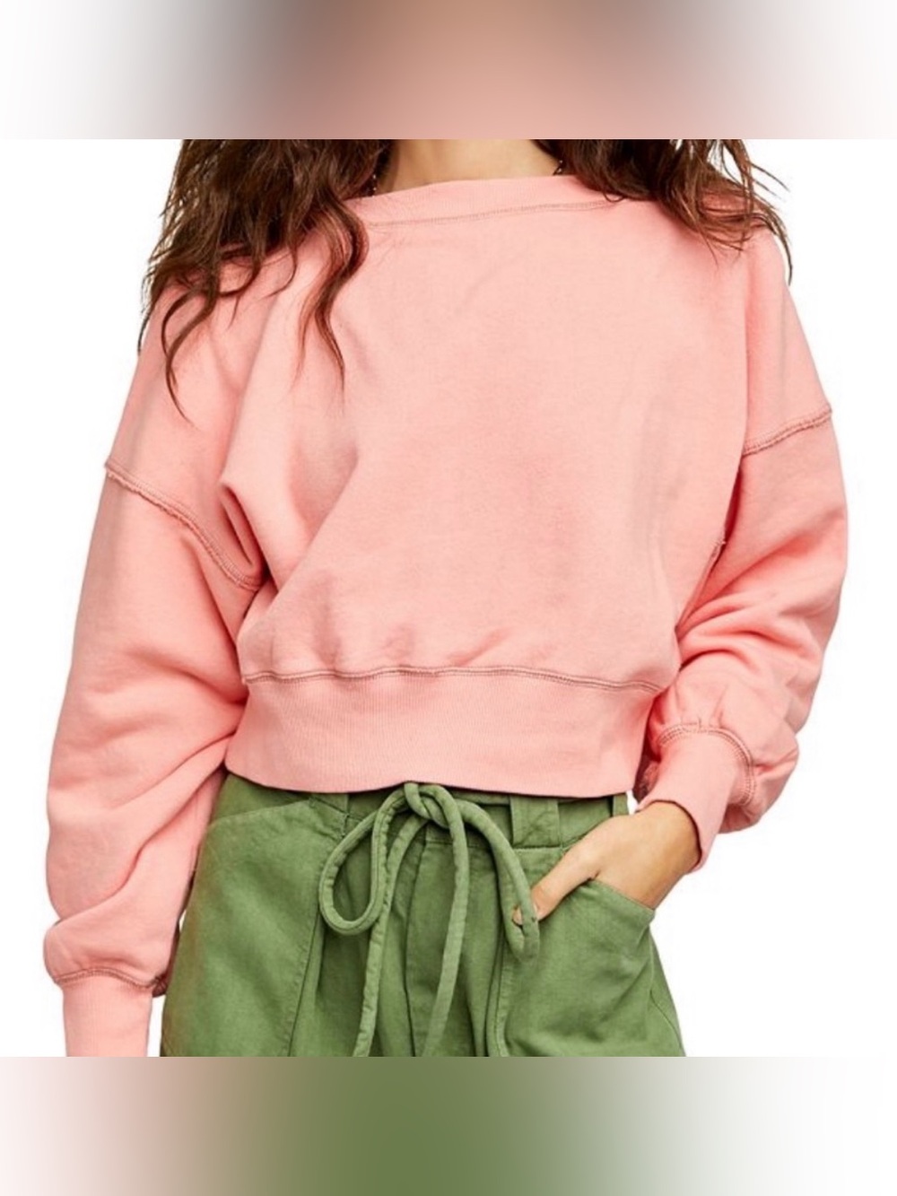 Free people take me back reversible pullover sweatshirt pink small